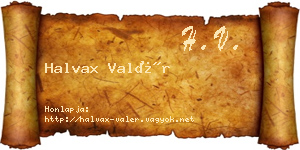 Halvax Valér névjegykártya